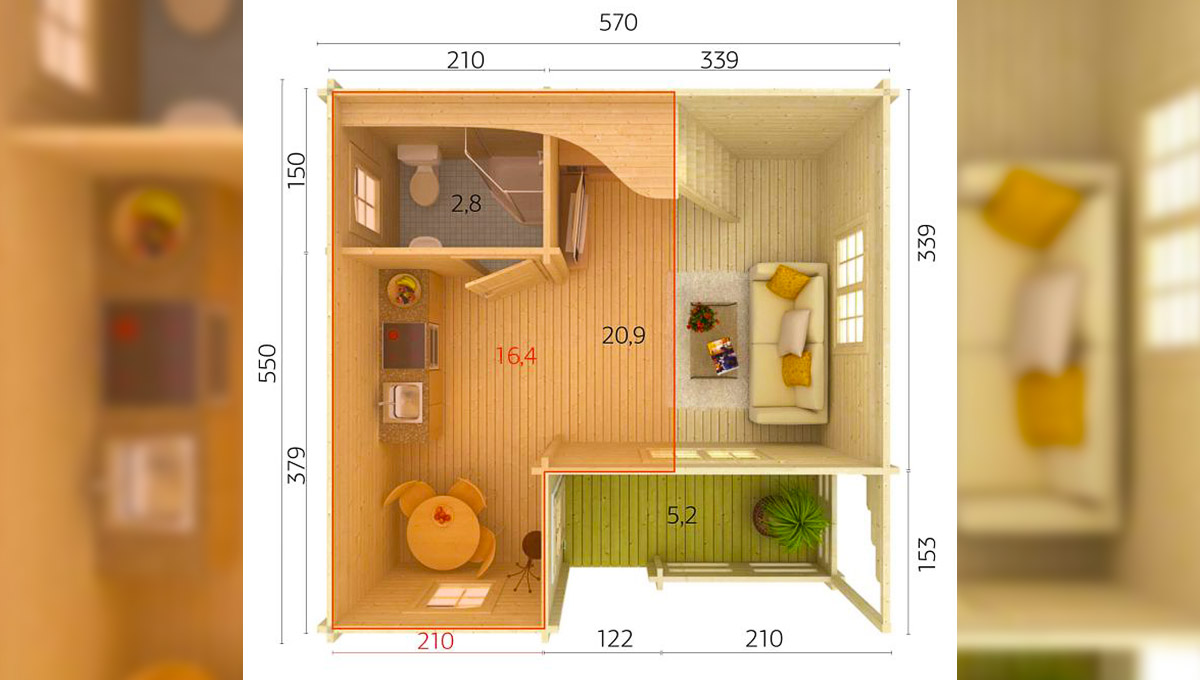 Chalet de jardin habitable Virginie 24m2 + Mezz. , HLL en 70 mm en kit