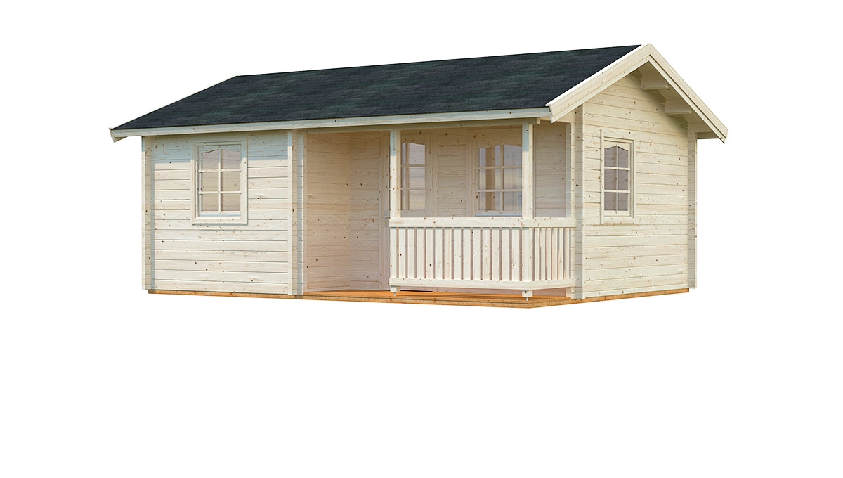 Chalet de jardin habitable Virginie 24m2 + Mezz. , HLL en 70 mm en kit