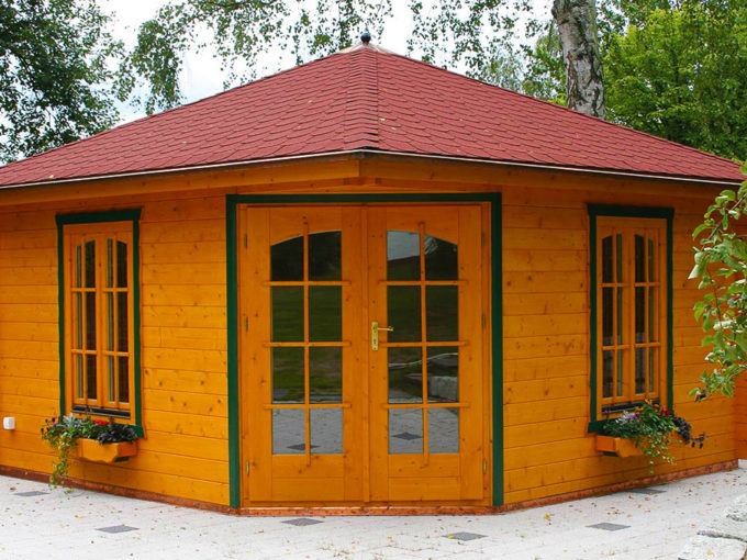 C Chalet Bois/Pod de 16m² (4X4m) fabriqué en épicéa de 44mm - Chalet Bois  BHE Abri de jardin/ Pod de 16 m2 fabriqué en épicéa massifs de 44 mm avec  sa couverture