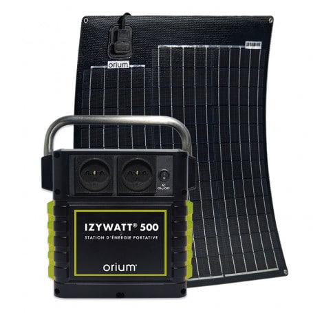 Pack Complet Batterie Externe IZYWATT 500 + Panneau Solaire Autonome semi-flexible  120W Sunpower