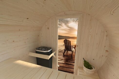 Vue interieur sauna le petit tonneau