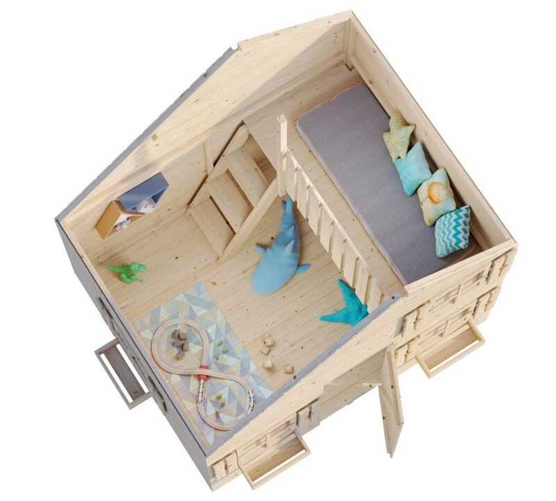 cabane enfant en bois en kit 3.8m2 3D