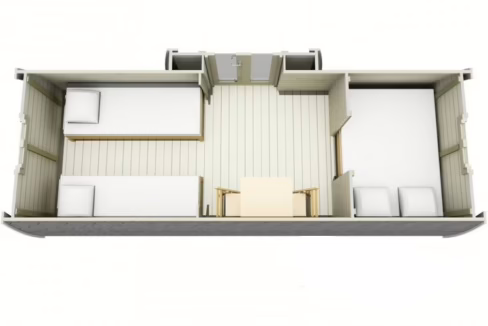 Vue 3D du Camping Pod avec entrée latérale