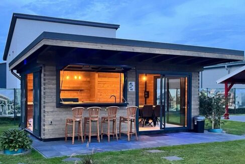 pool house cuisine de jardin luxe