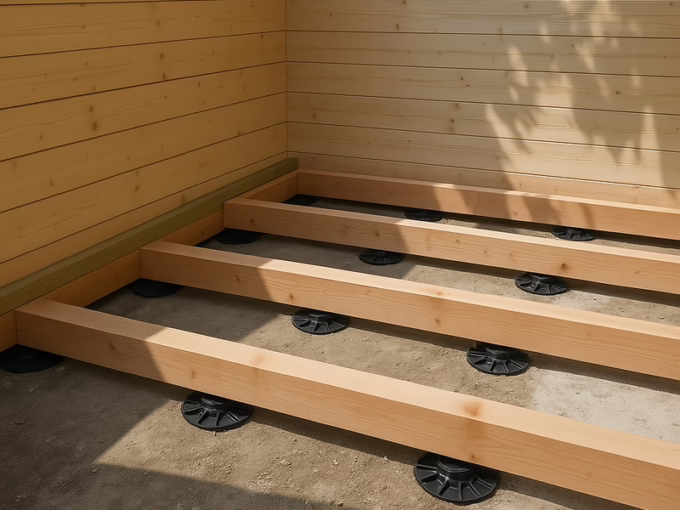 plancher porteur sur plots chalet en kit