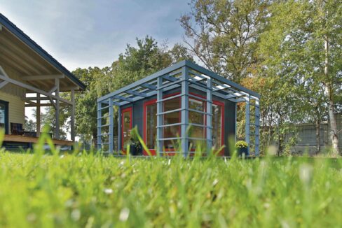 Abri de jardin bois 12 m² Cubo MH1 HPL 3040 + PERGOLA - vue 2