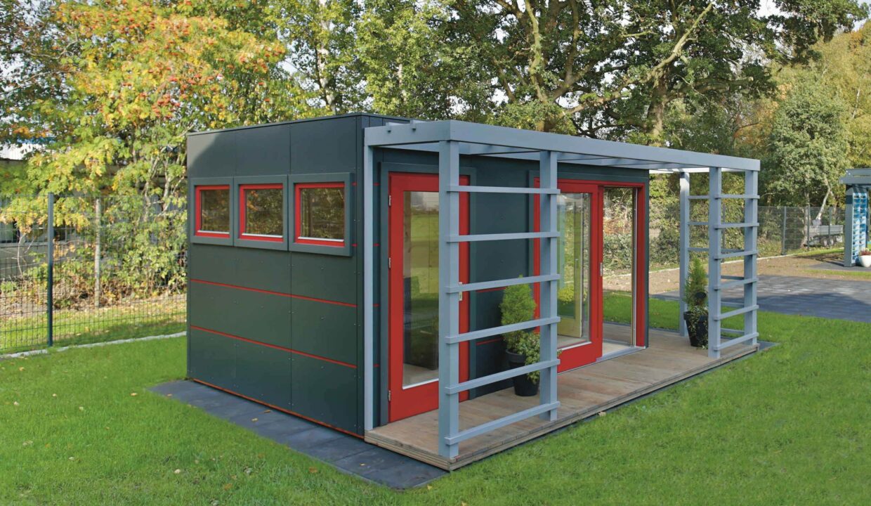 Abri de jardin bois 12 m² Cubo MH1 HPL 3040 + PERGOLA - vue 3