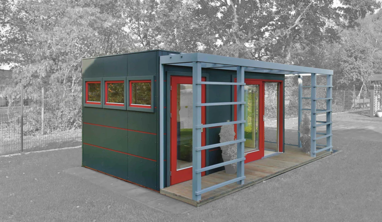 Abri de jardin bois 12 m² Cubo MH1 HPL 3040 + PERGOLA - vue 1