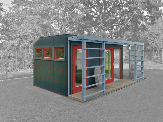 Abri de jardin bois 12 m² Cubo MH1 HPL 3040 + PERGOLA - vue 1