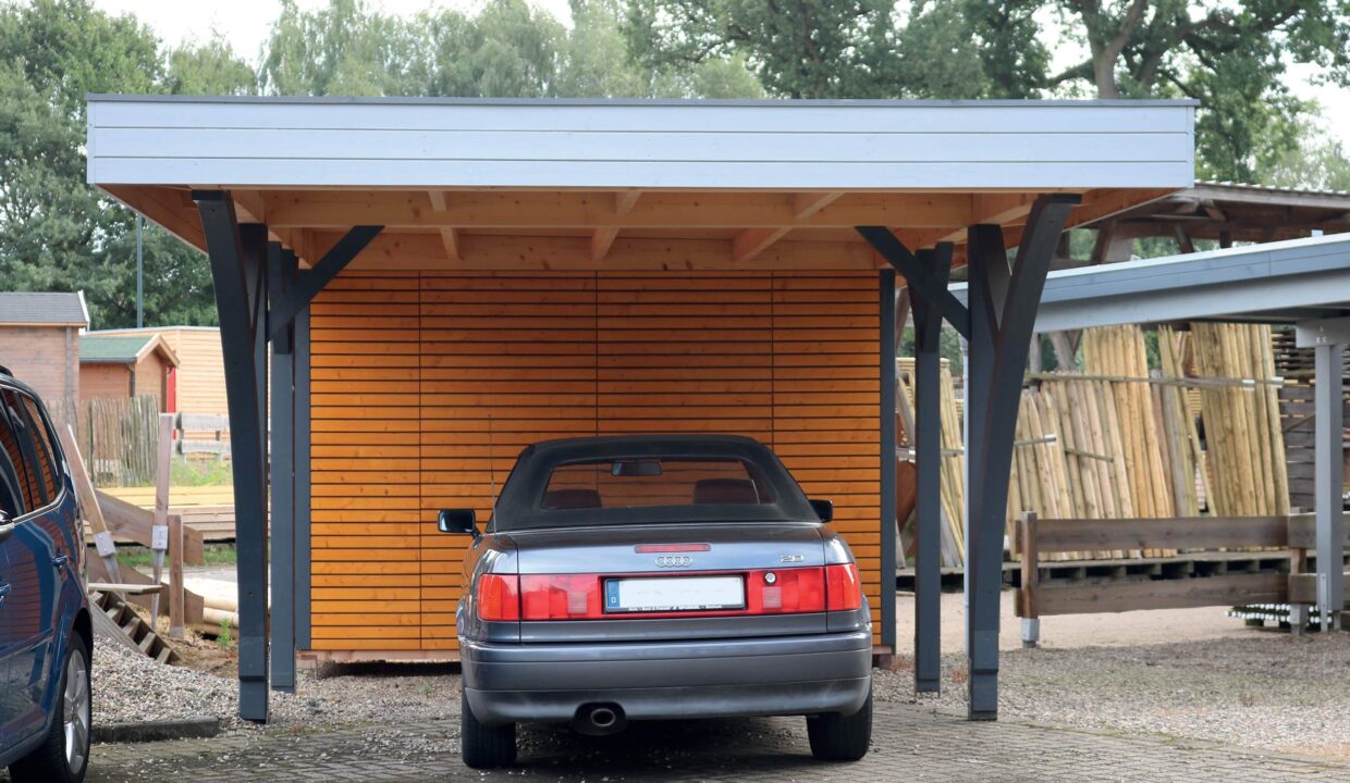 Carport en bois 23,8 m² Caro 6835 avec annexe 1835 - vue 1