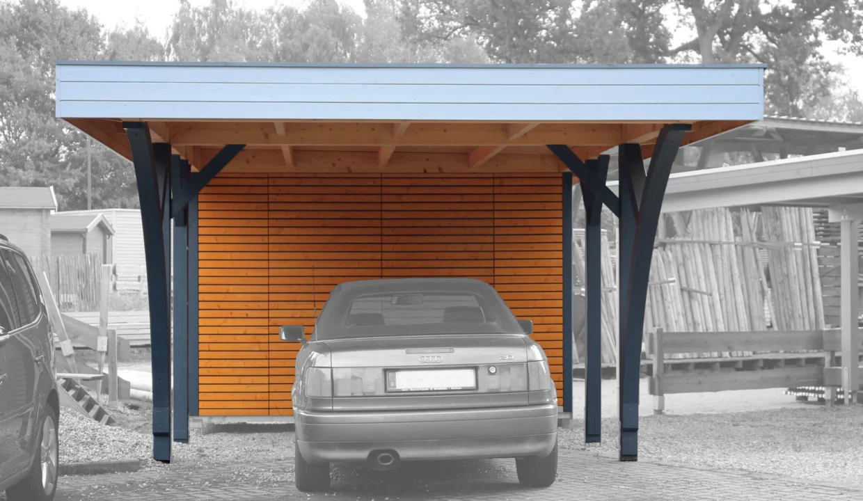 Carport en bois 23,8 m² Caro 6835 avec annexe 1835 - vue 3