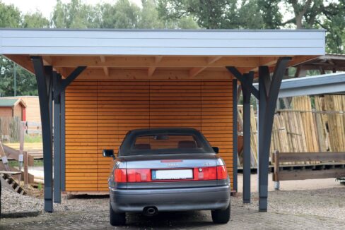 Carport en bois 23,8 m² Caro 6835 avec annexe 1835 - vue 1