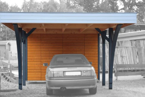 Carport en bois 23,8 m² Caro 6835 avec annexe 1835 - vue 3