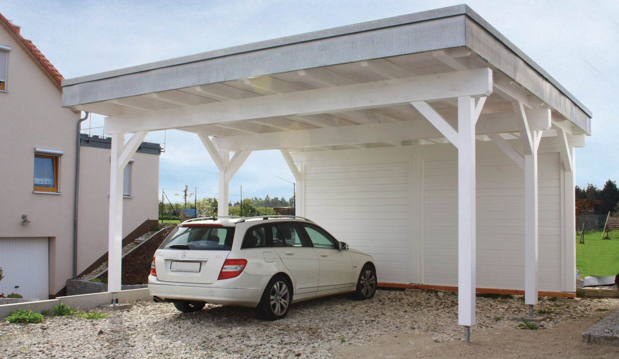 Carport en bois 28,35 m² Cicero 5750 avec annexe 3027 - vue 1