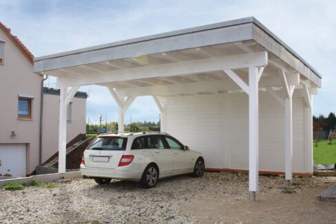 Carport en bois 28,35 m² Cicero 5750 avec annexe 3027 - vue 1