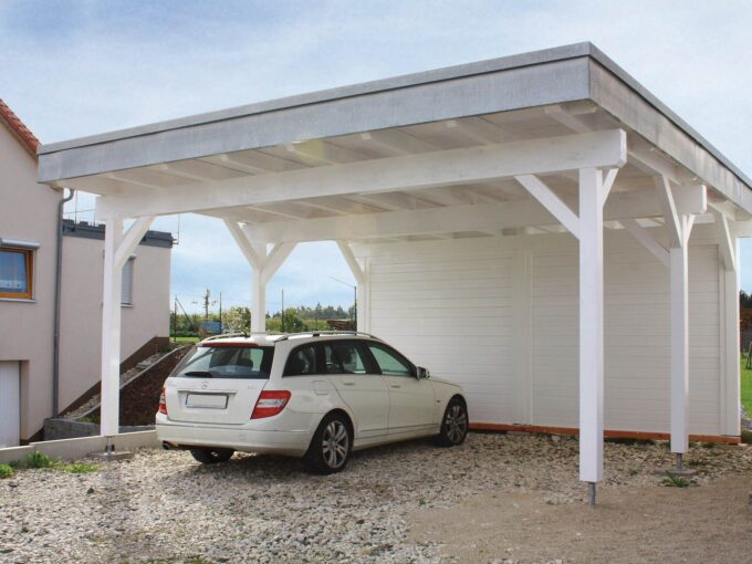 Carport en bois 28,35 m² Cicero 5750 avec annexe 3027 - vue 1