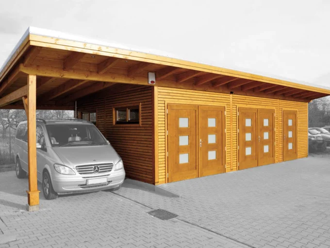 Garage en bois 51,52 m² Elegance 5692 P + 328 Sd - vue 1