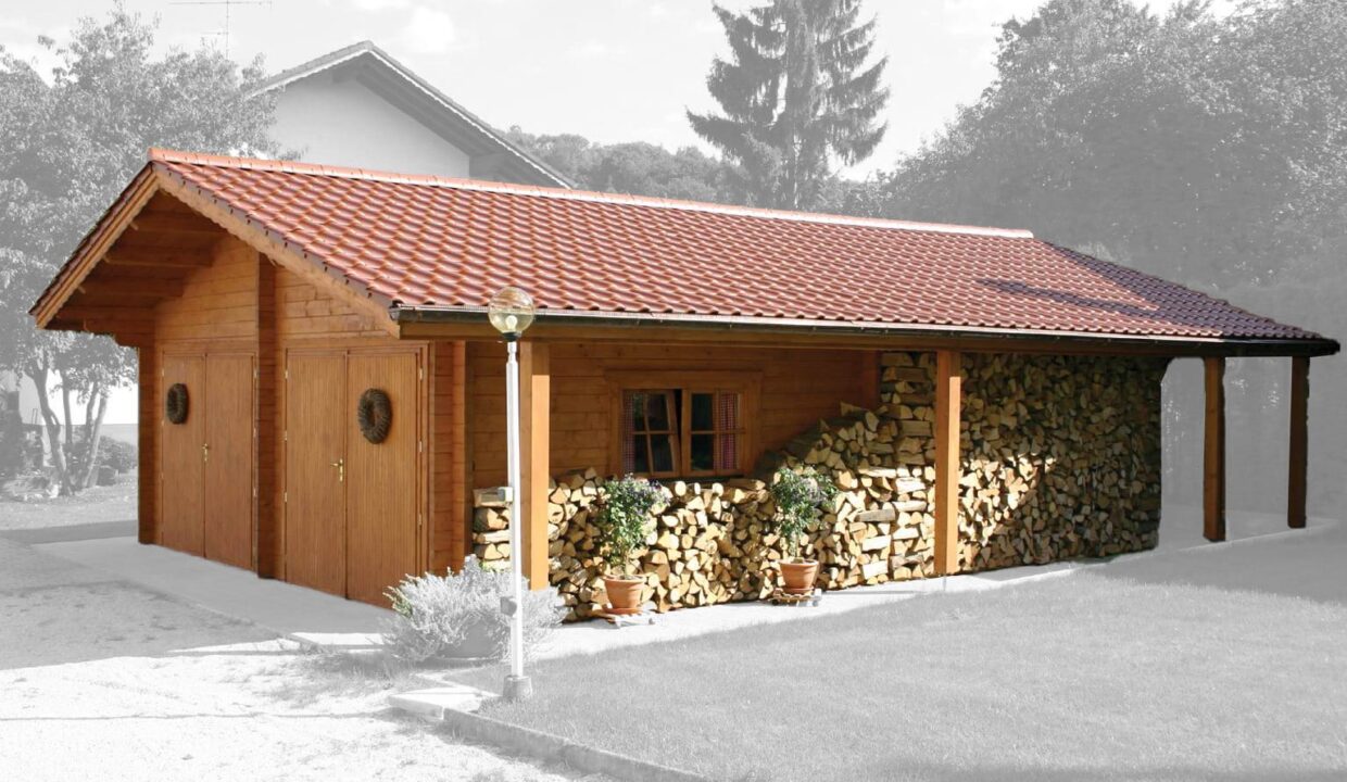 Garage en bois 48 m² Hansa 6080 S + 130 Sd - vue 1