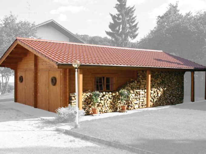Garage en bois 48 m² Hansa 6080 S + 130 Sd - vue 1