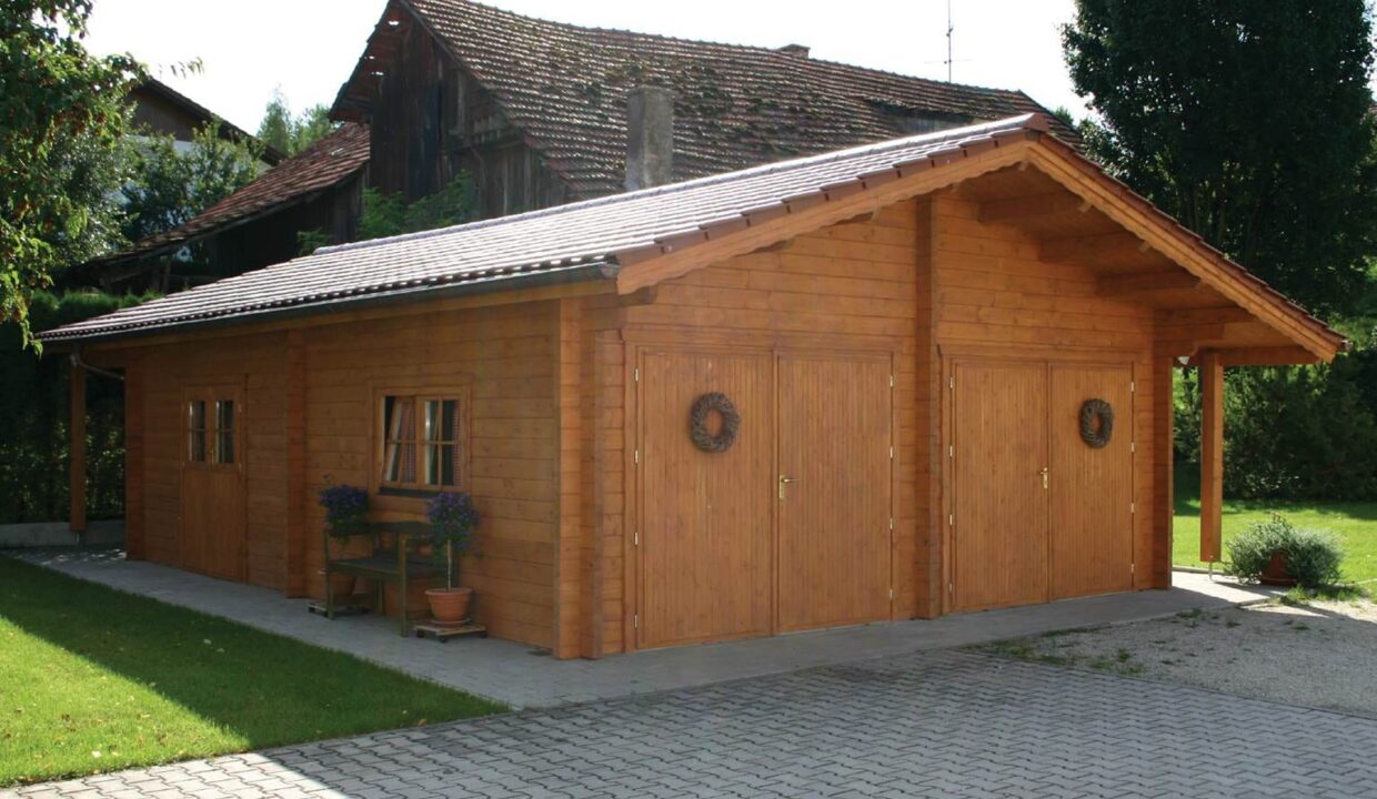 Garage en bois 48 m² Hansa 6080 S + 130 Sd - vue 2