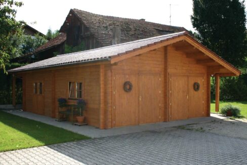 Garage en bois 48 m² Hansa 6080 S + 130 Sd - vue 2