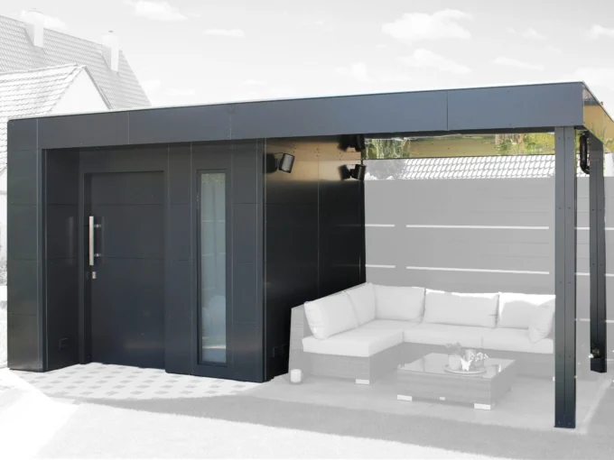 Abri de jardin en bois MH CUBO 2830 ALU COMPOSITE + 310 SD - 8,29 m² - vue 1