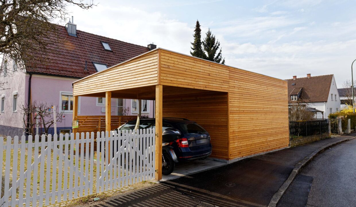Carport en bois 26,77 m² Cara 5052 avec annexe 312 - vue 2