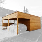 Carport en bois 26,77 m² Cara 5052 avec annexe 312 - vue 1
