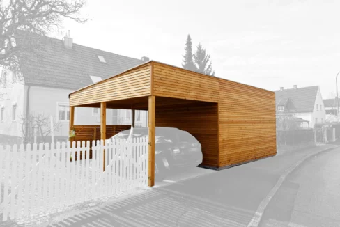 Carport en bois 26,77 m² Cara 5052 avec annexe 312 - vue 1