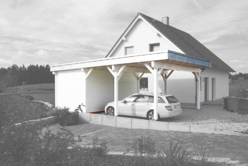 Carport en bois 28,35 m² Cicero 5750 avec annexe 3027 - vue 3