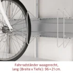 Support vélo horizontal long pour abri métal - vue 1