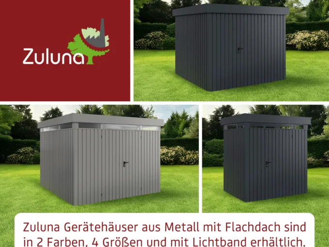 Abri de jardin métal ZFD-4-ET-RAL7016 - 4,14 m² - vue 1