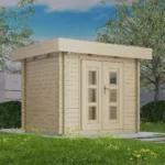 Abri de jardin en bois H28-2420F-DT-EF - 4,8 m², 28 mm - vue 1