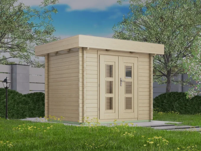 Abri de jardin en bois H28-2420F-DT-EF - 4,8 m², 28 mm - vue 1