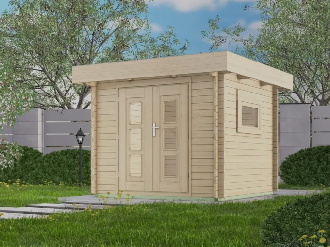 Abri de jardin en bois H28-2424F-DT-EF - 5,76 m², 28 mm - vue 1