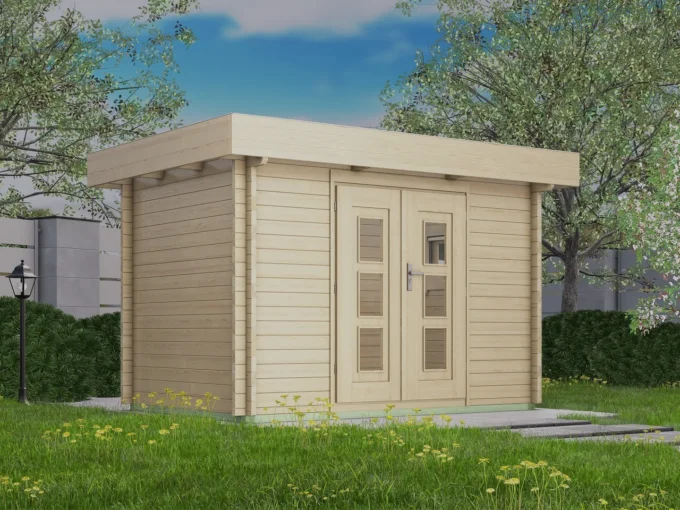 Abri de jardin en bois H28-3020F-DT-EF - 6 m², 28 mm - vue 1