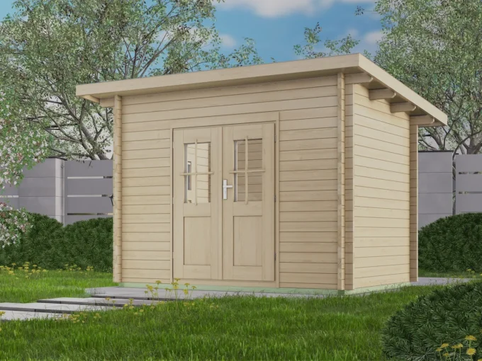 Abri de jardin en bois H28-3020P-DT - 6 m², 28 mm - vue 1