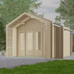 Abri de jardin en bois H28-3030-DT-2FT-EF - 9 m², 28 mm - vue 1