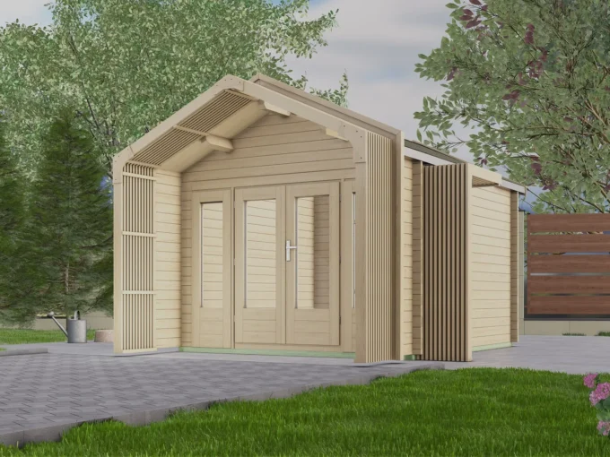 Abri de jardin en bois H28-3030-DT-2FT-EF - 9 m², 28 mm - vue 1