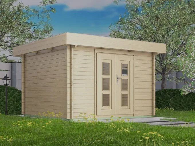 Abri de jardin en bois H28-3030F-DT-EF - 9 m², 28 mm - vue 1