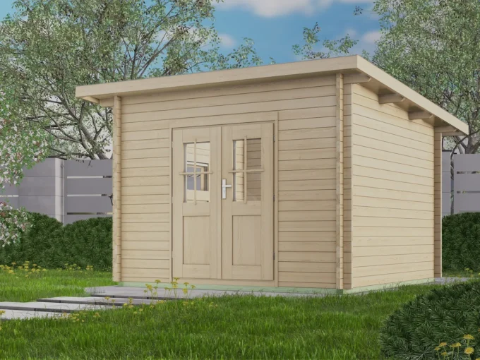 Abri de jardin en bois H28-3030P-DT - 9 m², 28 mm - vue 1