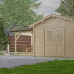 Abri de jardin en bois H28-3046+300FS-DT-ET-EF - 13,8 m², 28 mm - vue 1