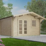 Abri de jardin en bois H28-3830-DT-EF - 11,4 m², 28 mm - vue 1
