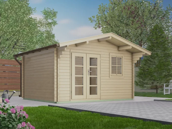 Abri de jardin en bois H28-3830-DT-EF - 11,4 m², 28 mm - vue 1