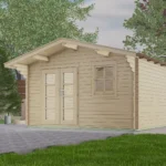 Abri de jardin en bois H28-3838-DT-EF - 14,44 m², 28 mm - vue 1