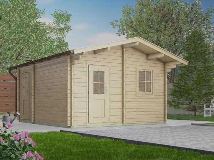 Abri de jardin en bois H28-3842-2ET-EF - 15,96 m², 28 mm - vue 1
