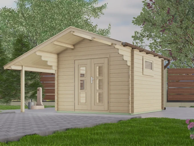 Abri de jardin en bois H45-3030-DT - 9 m², 45 mm - vue 1