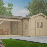 Abri de jardin en bois H45-3046+300FS-DT-ET-EF - 13,8 m², 45 mm - vue 1