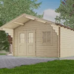 Abri de jardin en bois H45-3636-DT-EF - 12,96 m², 45 mm - vue 1