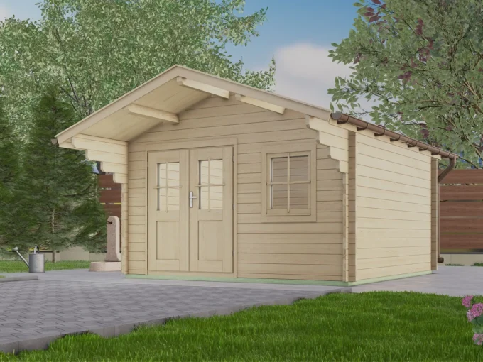 Abri de jardin en bois H45-3636-DT-EF - 12,96 m², 45 mm - vue 1